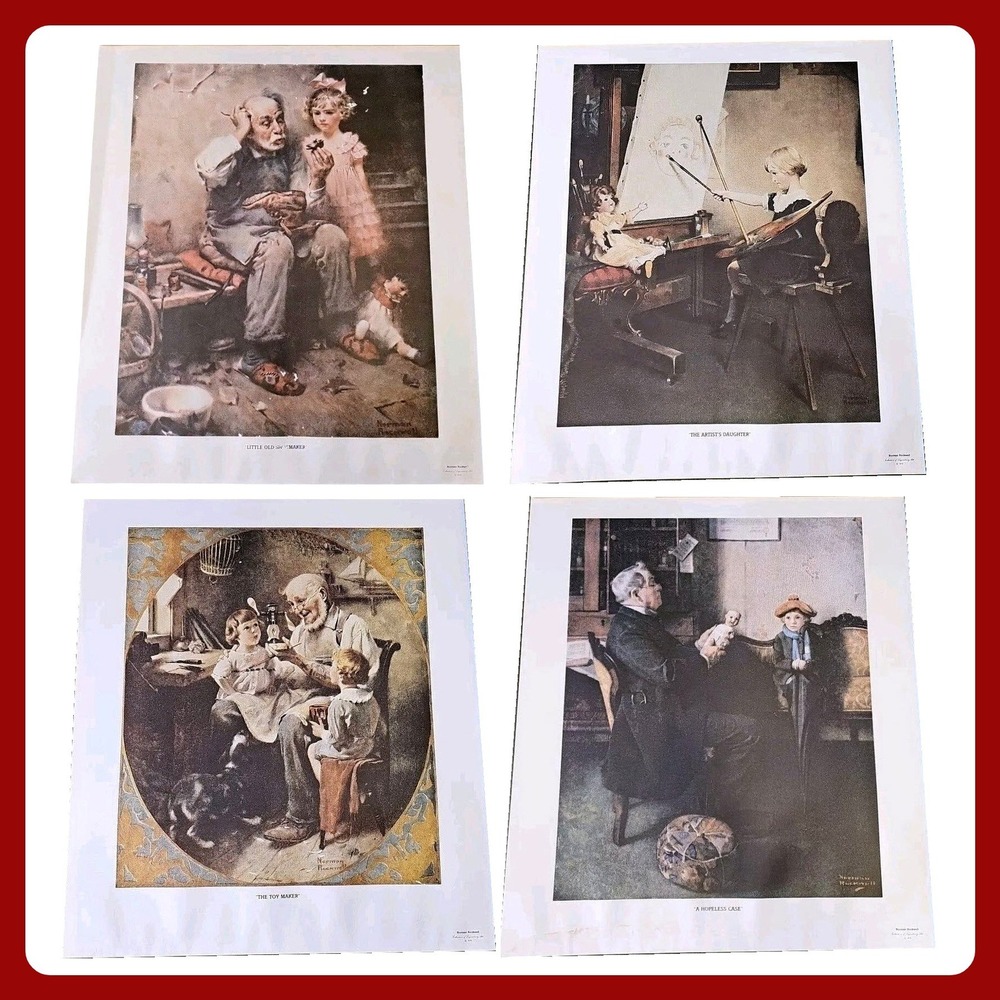 Norman Rockwell Hearthstone Collection Prints‎ Set 4 20x24 Vintage 1980 VTG